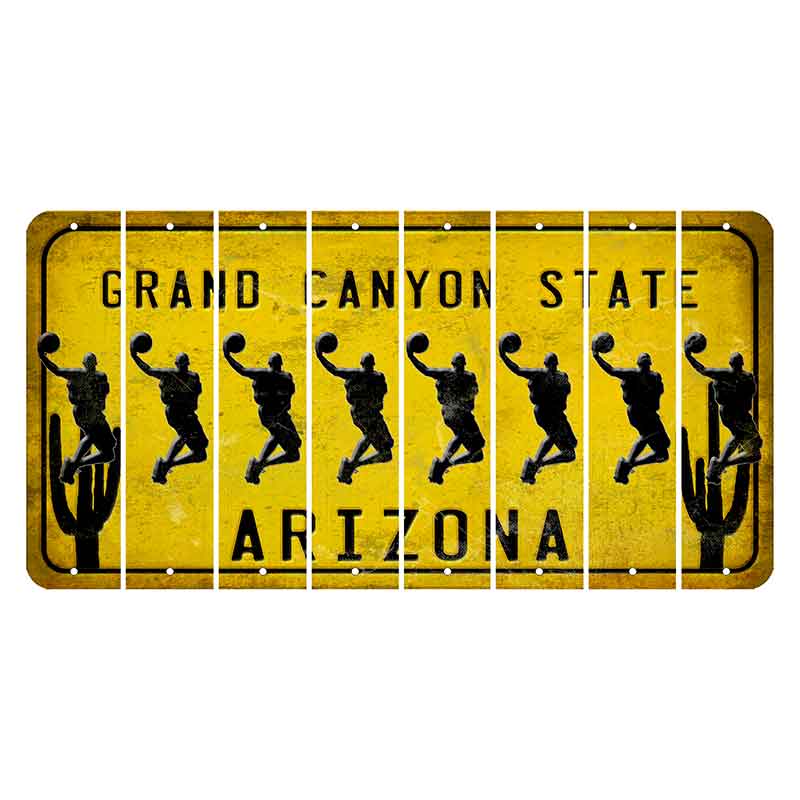 Arizona Yellow Cut License Plate Strips (Set of 8) Basketball Player