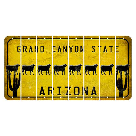 Arizona Yellow Cut License Plate Strips (Set of 8) Crown