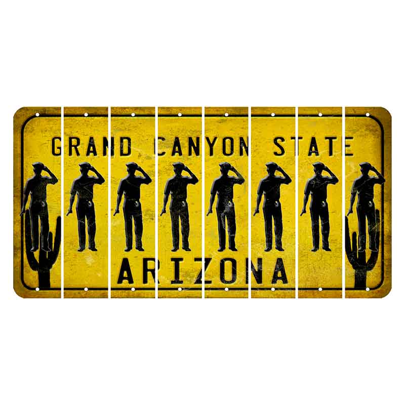 Arizona Yellow Cut License Plate Strips (Set of 8) Police Badge