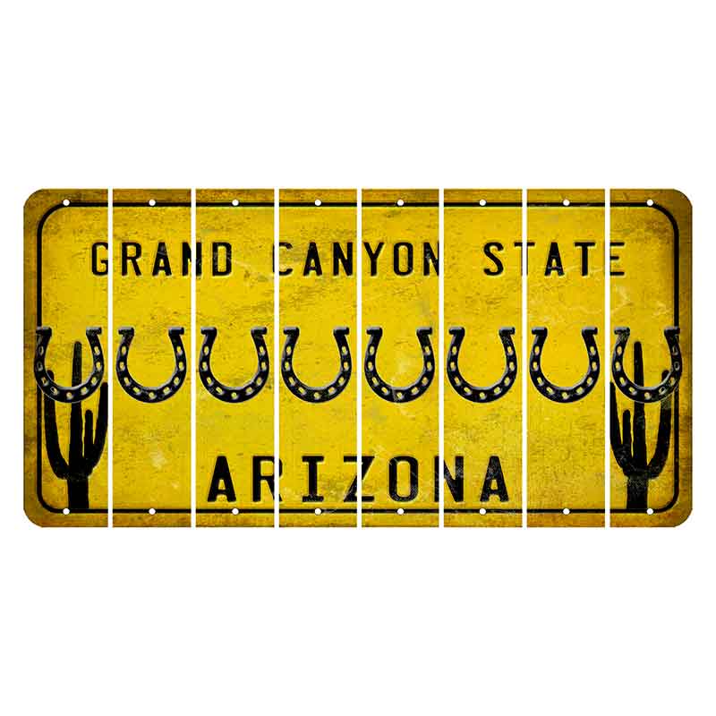 Arizona Yellow Cut License Plate Strips (Set of 8) Horse