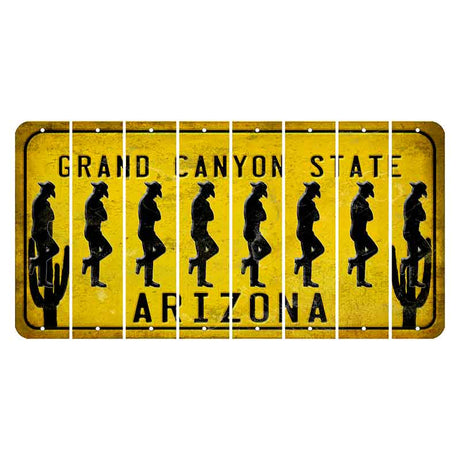 Arizona Yellow Cut License Plate Strips (Set of 8) Cowboy Boot