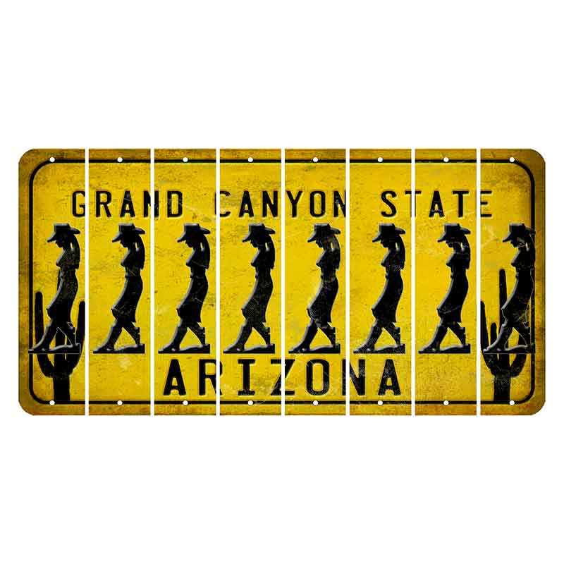 Arizona Yellow Cut License Plate Strips (Set of 8) Cowgirl
