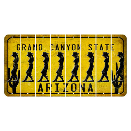 Arizona Yellow Cut License Plate Strips (Set of 8) Cowgirl