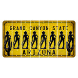 Arizona Yellow Cut License Plate Strips (Set of 8) Cowboy - Leaning