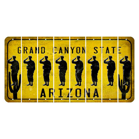 Arizona Yellow Cut License Plate Strips (Set of 8) Soldier - Running