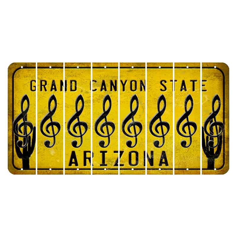Arizona Yellow Cut License Plate Strips (Set of 8) Motorcycle