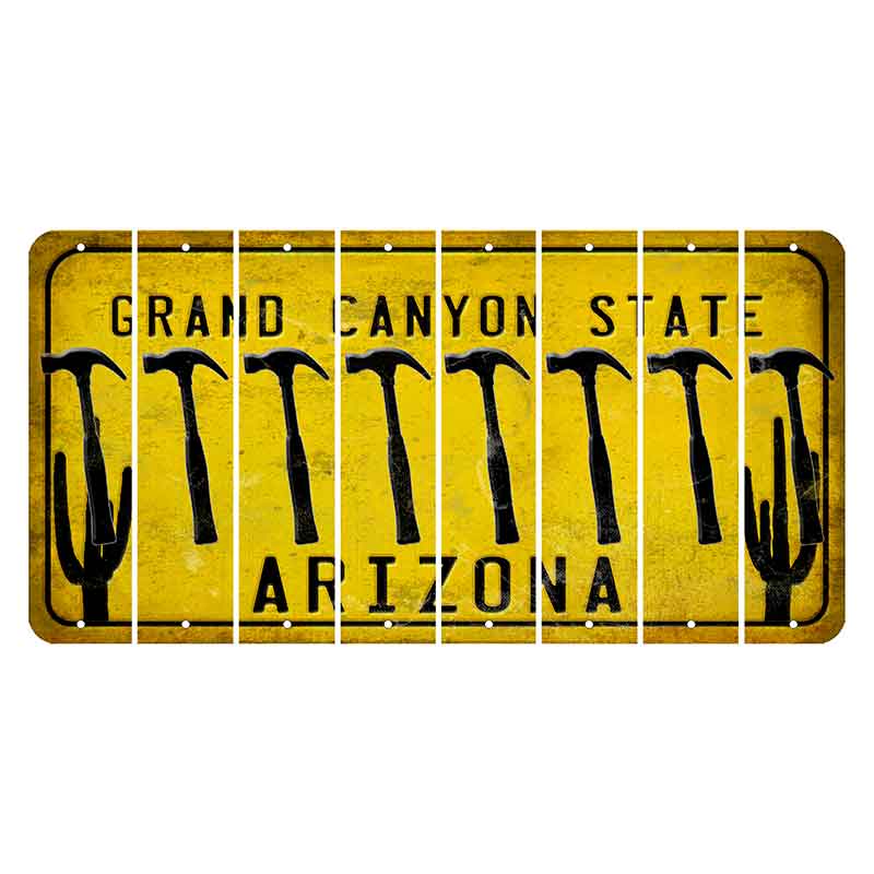 Arizona Yellow Cut License Plate Strips (Set of 8) Hamburger