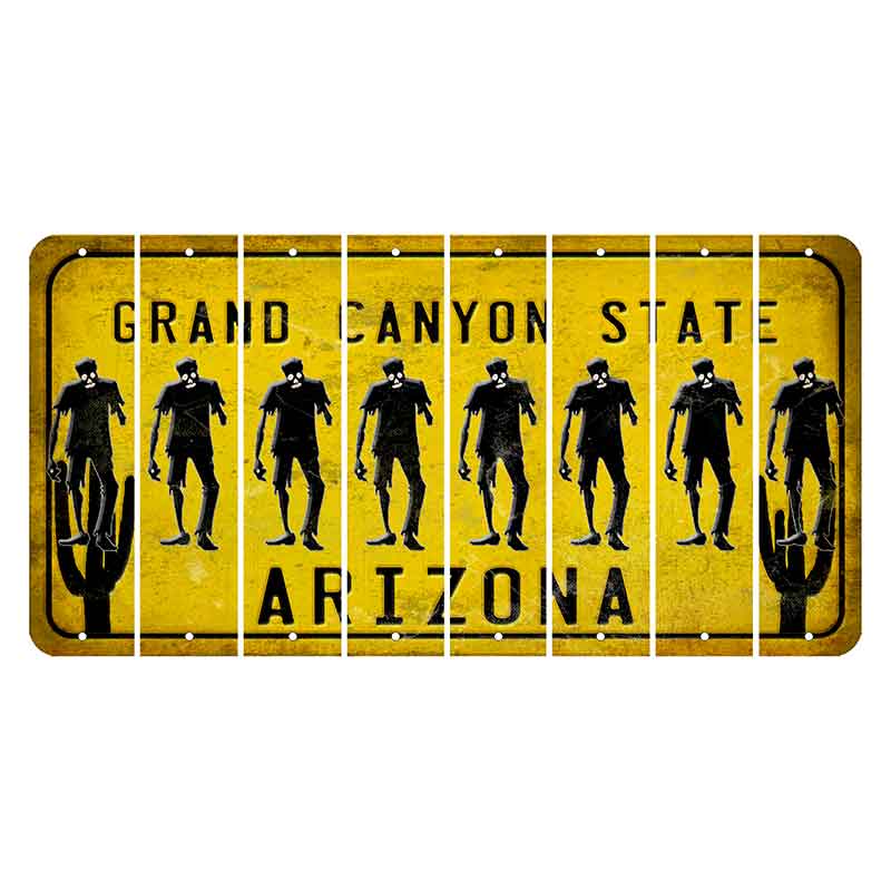 Arizona Yellow Cut License Plate Strips (Set of 8) Yin Yang