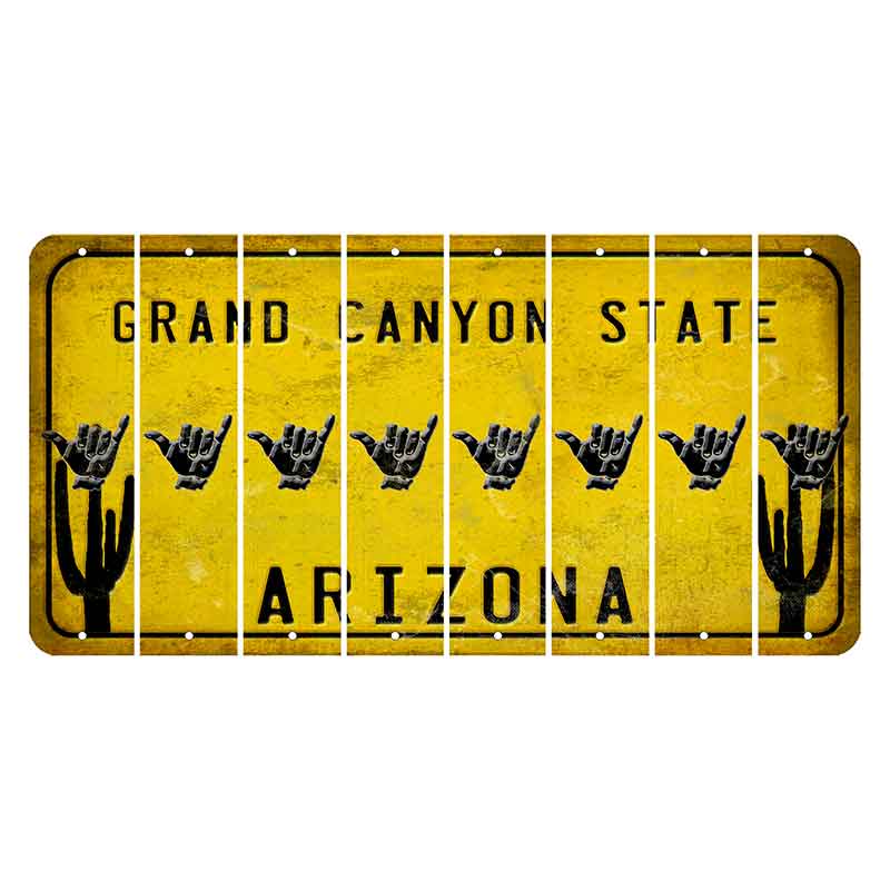 Arizona Yellow Cut License Plate Strips (Set of 8) Handgun