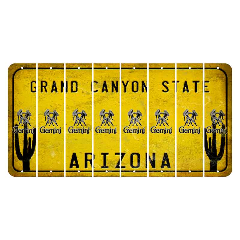 Arizona Yellow Cut License Plate Strips (Set of 8) Zodiac Sign - Capricorn