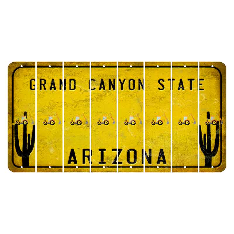Arizona Yellow Cut License Plate Strips (Set of 8) Backhoe