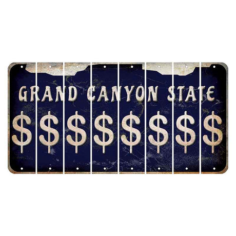 Arizona Navy Cut License Plate Strips (Set of 8) Dollar Sign