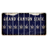Arizona Navy Cut License Plate Strips (Set of 8) Pot Leaf