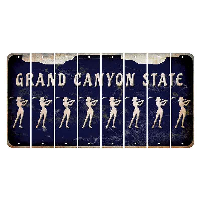 Arizona Navy Cut License Plate Strips (Set of 8) Female Golfer