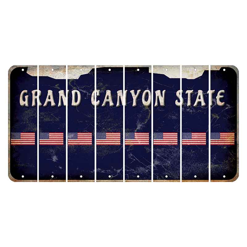 Arizona Navy Cut License Plate Strips (Set of 8) American Flag
