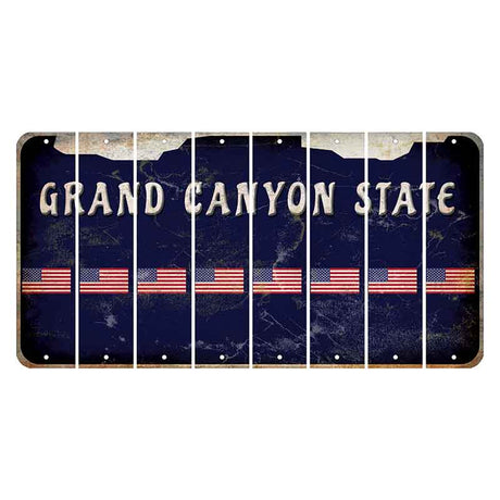 Arizona Navy Cut License Plate Strips (Set of 8) American Flag