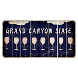 Arizona Navy Cut License Plate Strips (Set of 8) Wine Glass