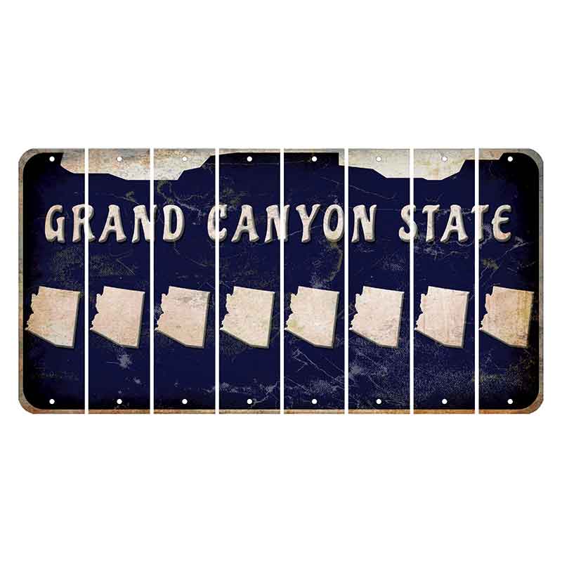 Arizona Navy Cut License Plate Strips (Set of 8) State Silhouette