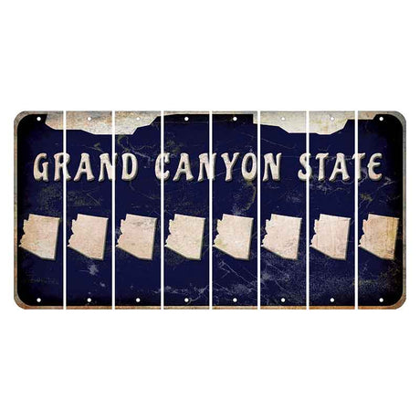 Arizona Navy Cut License Plate Strips (Set of 8) State Silhouette