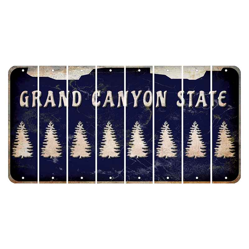 Arizona Navy Cut License Plate Strips (Set of 8) Pine Tree