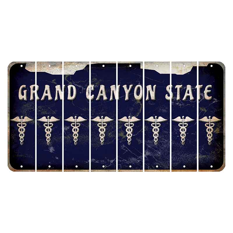 Arizona Navy Cut License Plate Strips (Set of 8) Caduceus