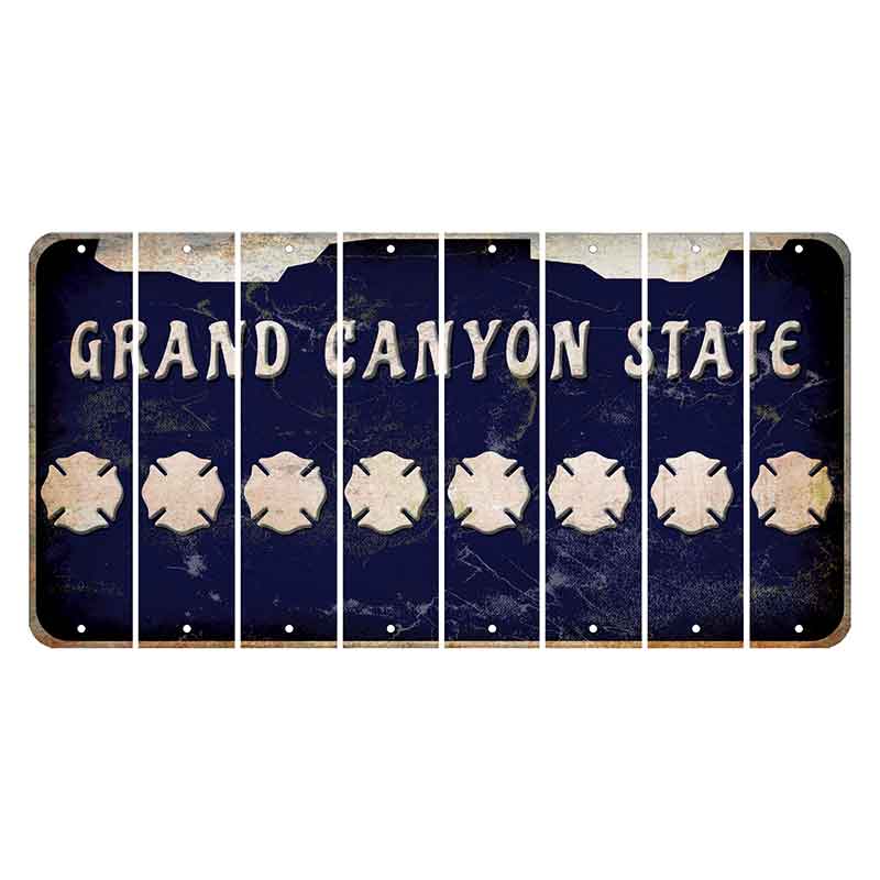Arizona Navy Cut License Plate Strips (Set of 8) Fire Badge