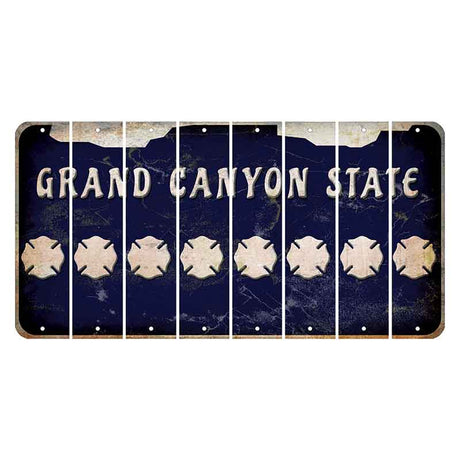 Arizona Navy Cut License Plate Strips (Set of 8) Fire Badge