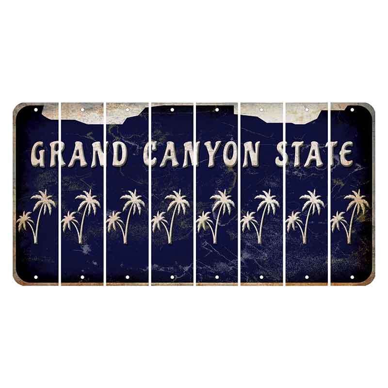 Arizona Navy Cut License Plate Strips (Set of 8) Palm Trees