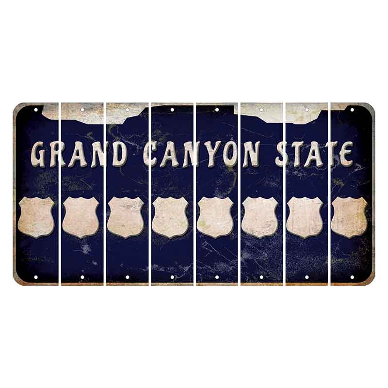 Arizona Navy Cut License Plate Strips (Set of 8) Police Badge