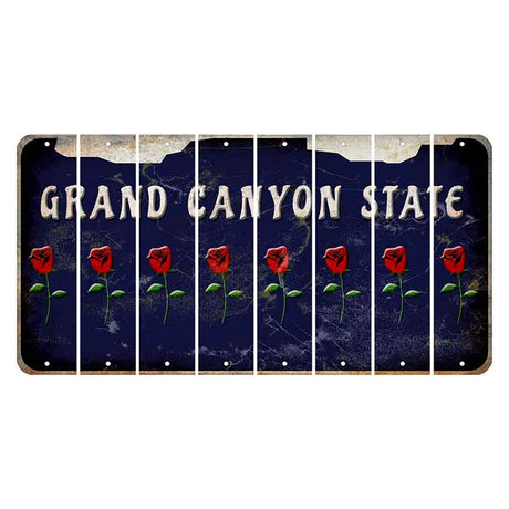 Arizona Navy Cut License Plate Strips (Set of 8) Red Rose