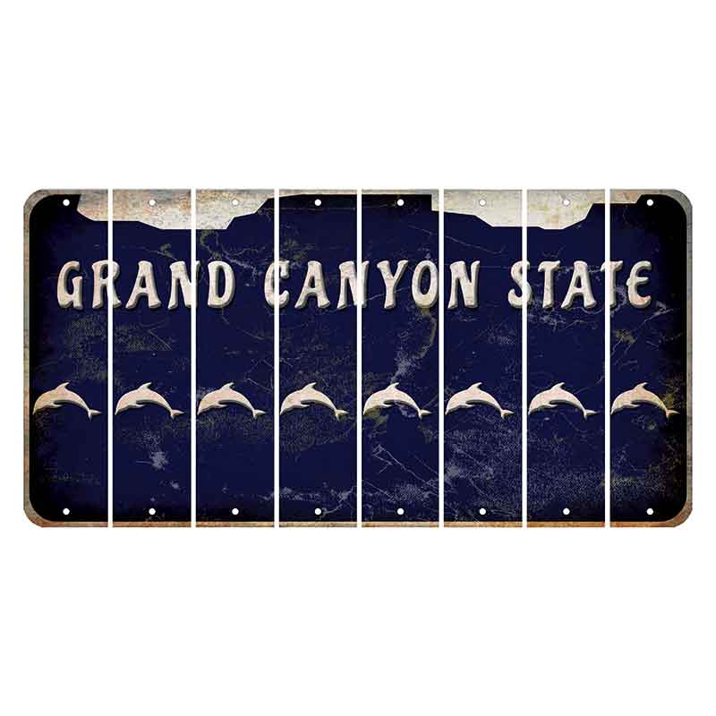 Arizona Navy Cut License Plate Strips (Set of 8) Dolphin