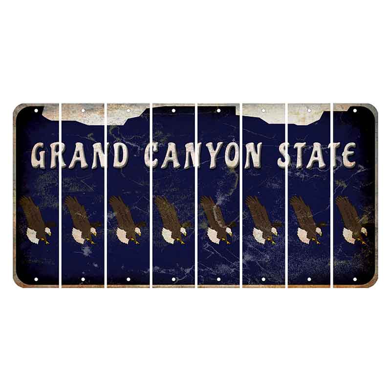 Arizona Navy Cut License Plate Strips (Set of 8) Bald Eagle
