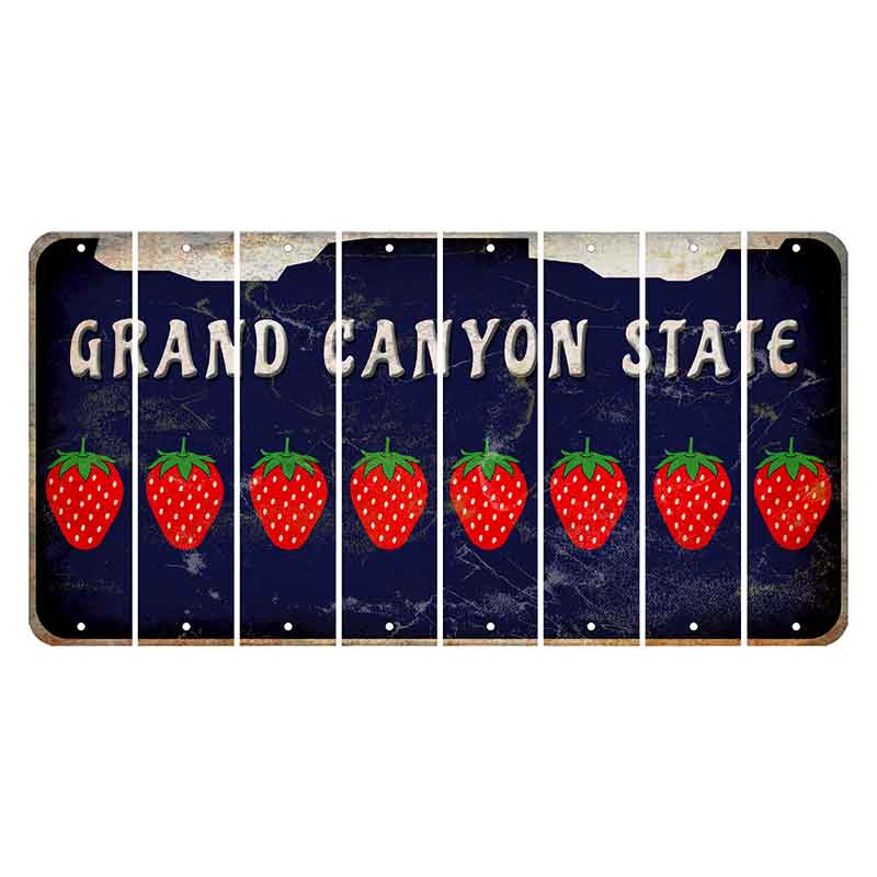 Arizona Navy Cut License Plate Strips (Set of 8) Strawberry