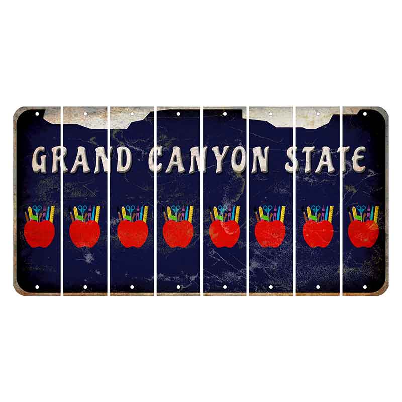 Arizona Navy Cut License Plate Strips (Set of 8) Teacher Apple