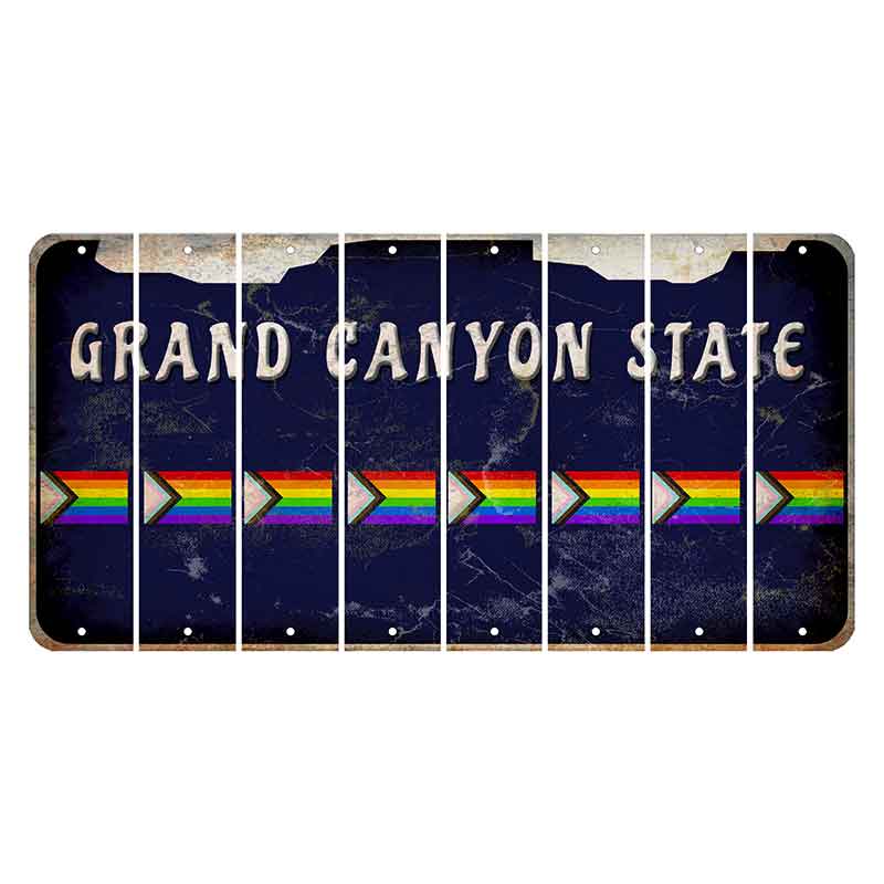 Arizona Navy Cut License Plate Strips (Set of 8) LGBTQ Flag