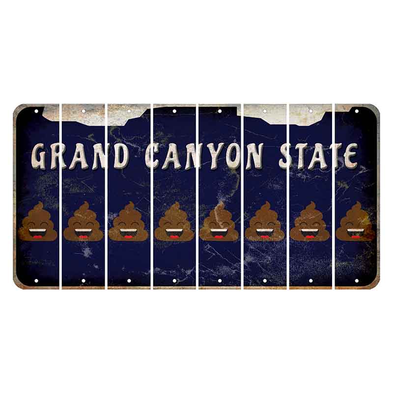 Arizona Navy Cut License Plate Strips (Set of 8) Emoji - Poop