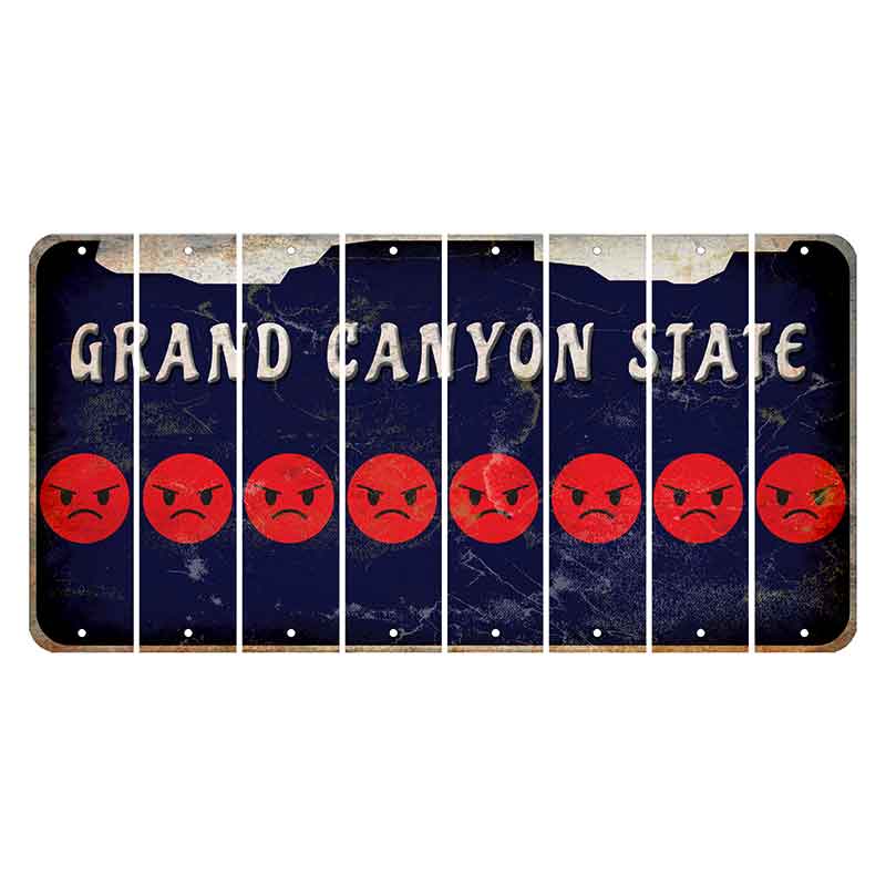 Arizona Navy Cut License Plate Strips (Set of 8) Emoji - Angry