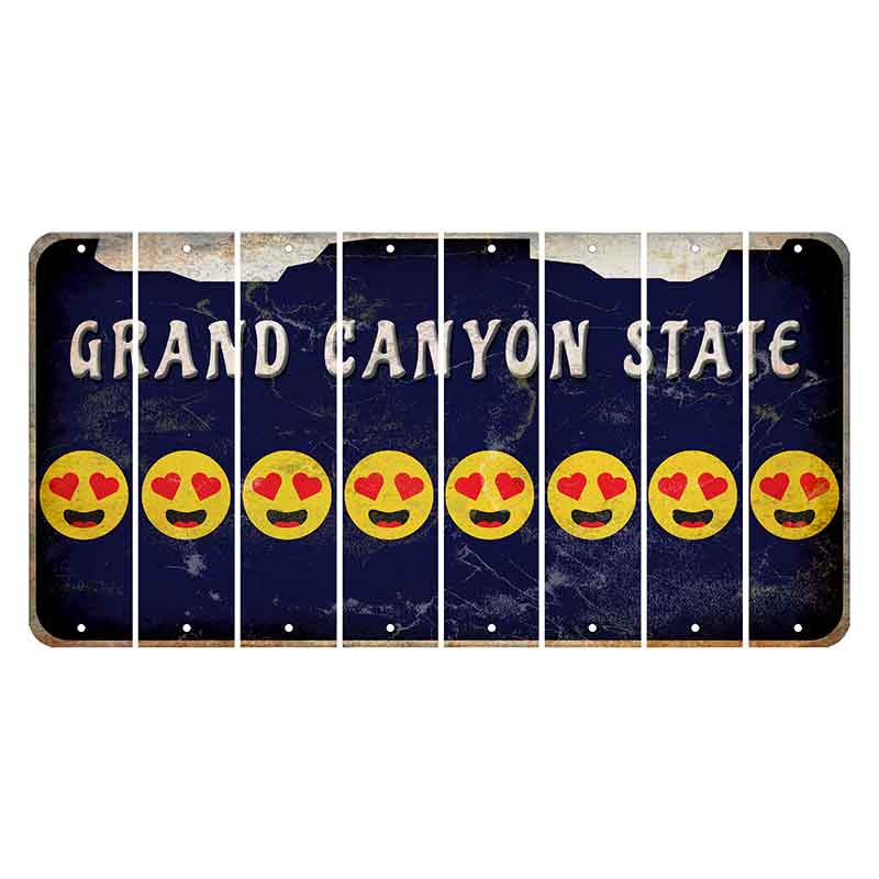 Arizona Navy Cut License Plate Strips (Set of 8) Emoji - Heart Eyes