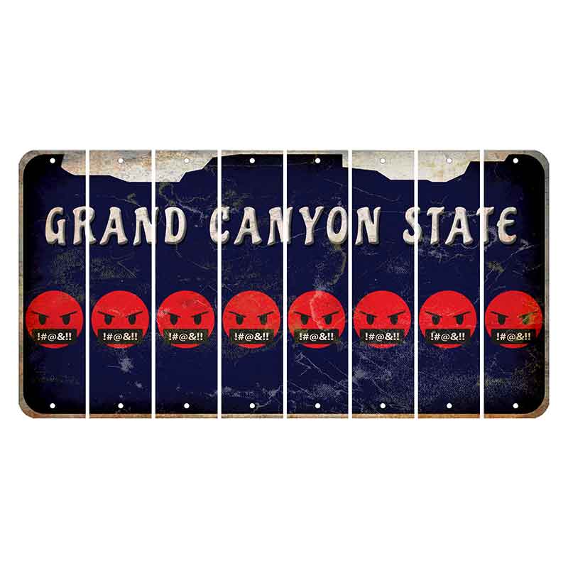 Arizona Navy Cut License Plate Strips (Set of 8) Emoji - Pissed