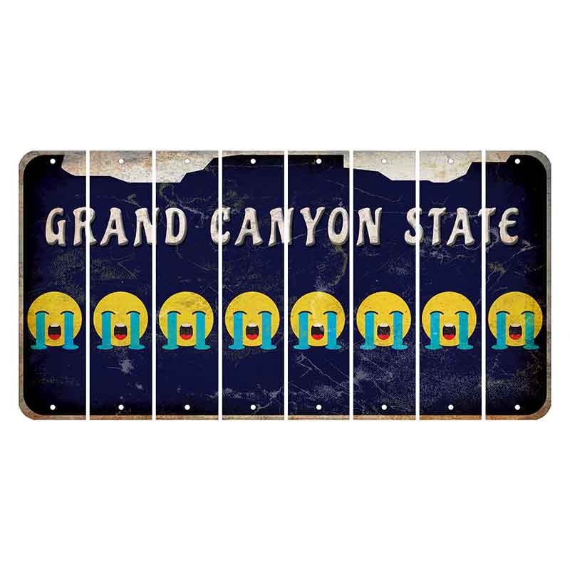 Arizona Navy Cut License Plate Strips (Set of 8) Emoji - Crying