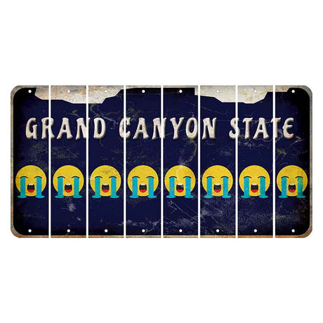 Arizona Navy Cut License Plate Strips (Set of 8) Emoji - Crying