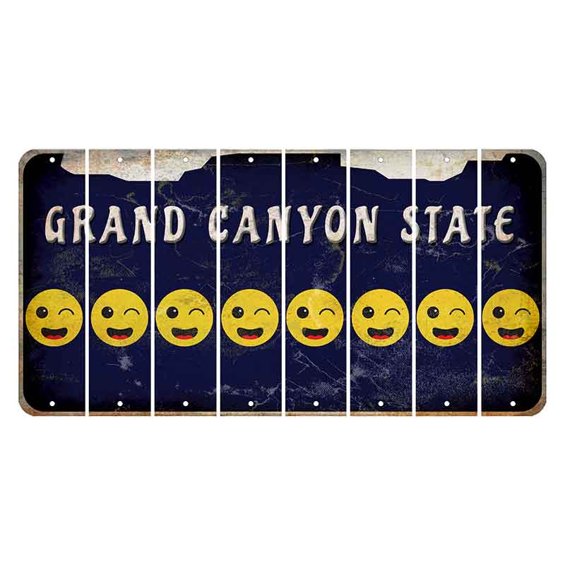 Arizona Navy Cut License Plate Strips (Set of 8) Emoji - Winking