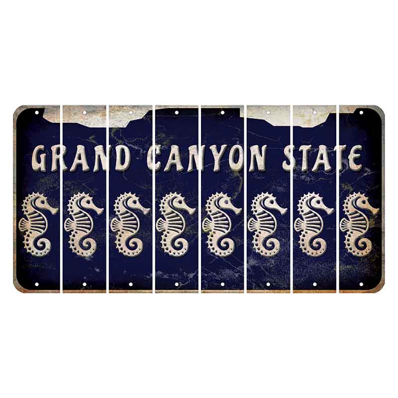 Arizona Navy Cut License Plate Strips (Set of 8) Seahorse