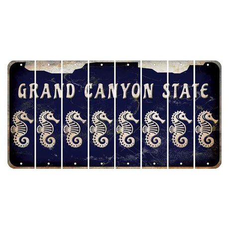 Arizona Navy Cut License Plate Strips (Set of 8) Seahorse