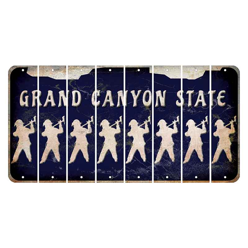 Arizona Navy Cut License Plate Strips (Set of 8) Fireman with Axe