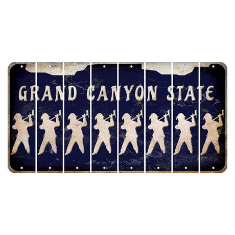 Arizona Navy Cut License Plate Strips (Set of 8) Fireman with Axe
