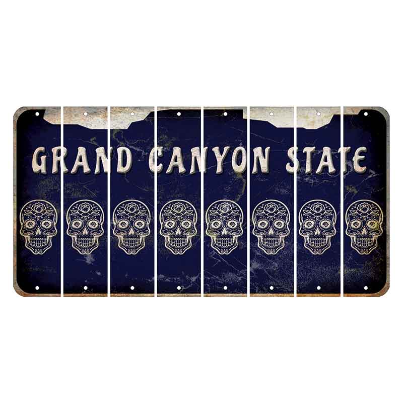 Arizona Navy Cut License Plate Strips (Set of 8) Sugar Skull