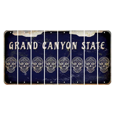 Arizona Navy Cut License Plate Strips (Set of 8) Sugar Skull