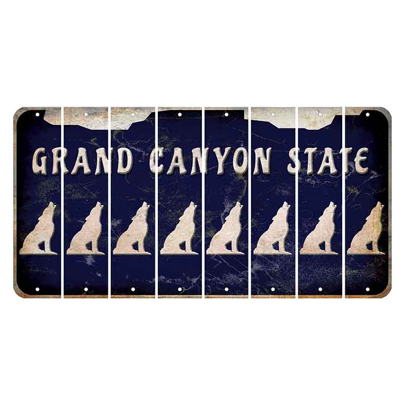 Arizona Navy Cut License Plate Strips (Set of 8) Howling Wolf