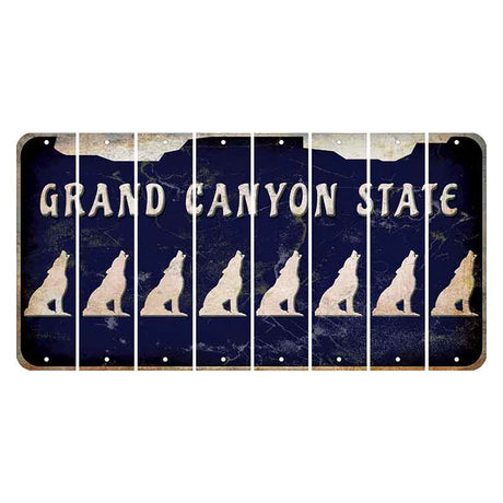 Arizona Navy Cut License Plate Strips (Set of 8) Howling Wolf